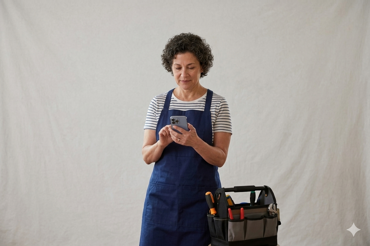Worker using phone